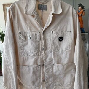 Size S - Carhartt WIP Drewe Chore Coat Cream/Tan Work Jacket with Patch